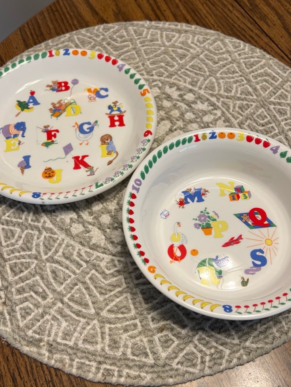 Vintage! Lennox Children's Alphabet Plate & Bowl Set - Colorful ABC Design
